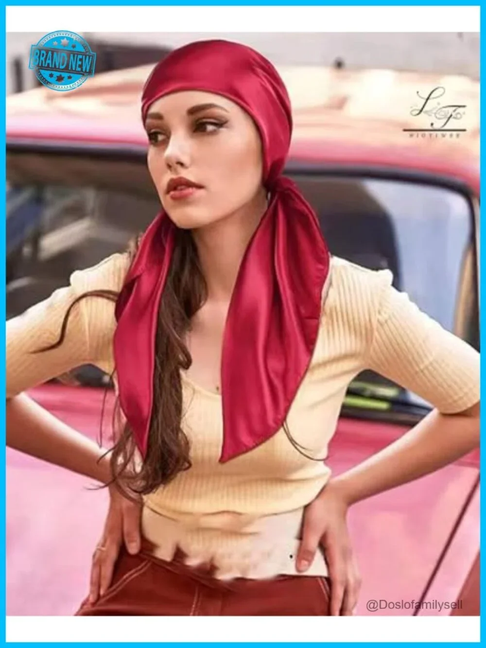 Satin Square Scarf, Emulation Silk for Women, Hair Ribbon, Headband, Handbag